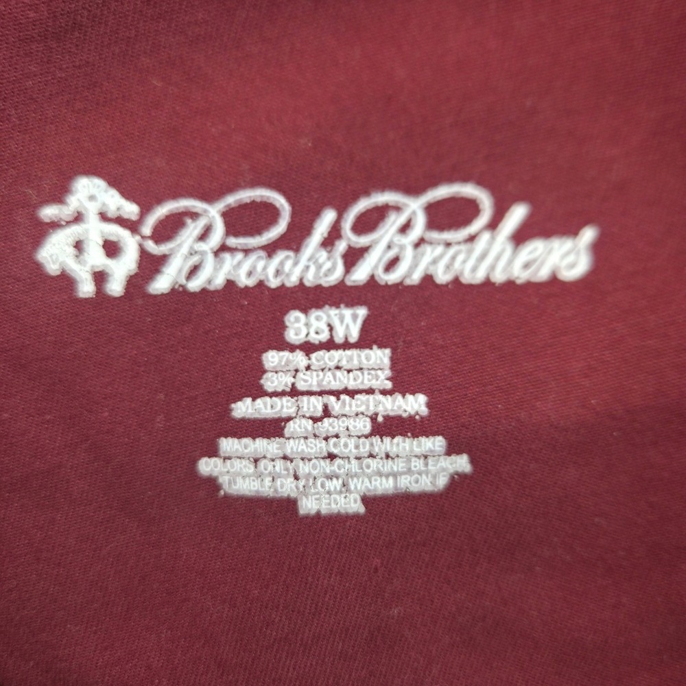 Brooks Brothers Straight Leg Pants Mens 38W Burgundy Maroon Cotton‎ Chinos